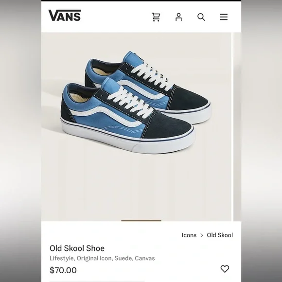 Vans Blue and White Old Skool Shoe Sneakers - Picture 2 of 8